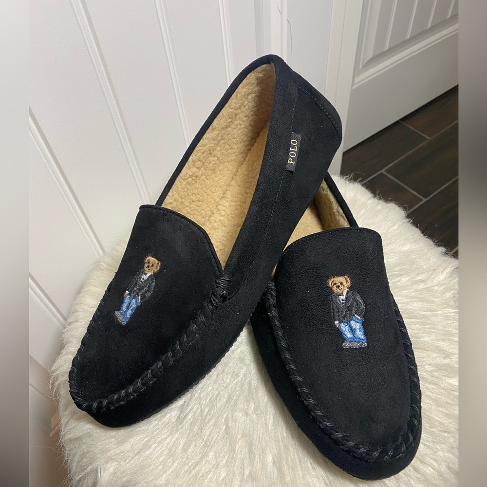 Men's Polo Bear Faux-Suede Slippers. New never been worn size 13